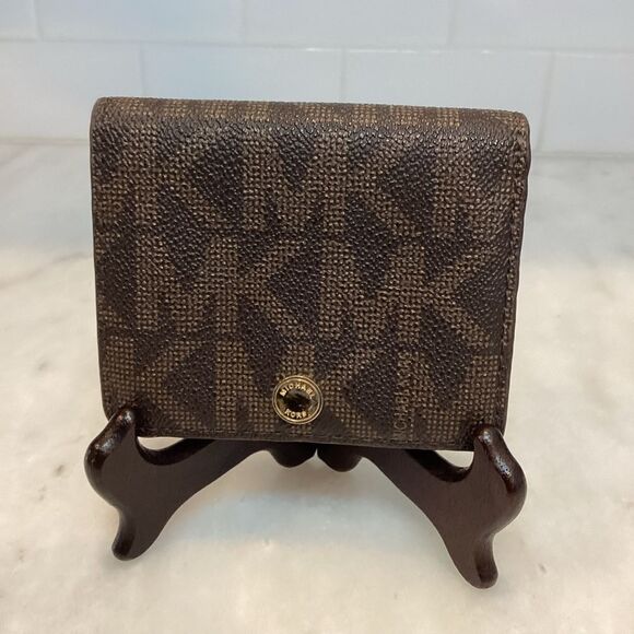 Michael Michael Kors Signature Print Jet Set Travel Flap Card Holder - Picture 1 of 15